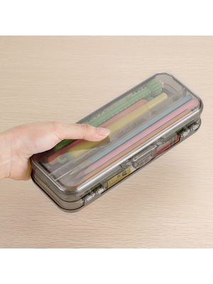 Двухэтажный карандаш ящик прозрачный пластиковый канцелярский ящик съемный линейка разделяющие расстояния многосетевой домашний утилита ящик 0