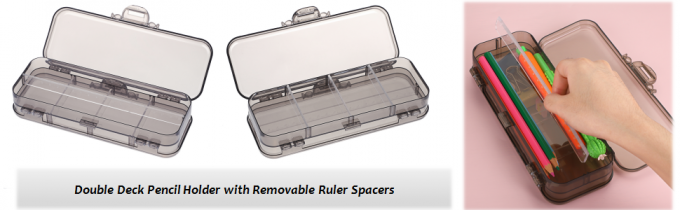 Двухэтажный карандаш ящик прозрачный пластиковый канцелярский ящик съемный линейка разделяющие расстояния многосетевой домашний утилита ящик 2