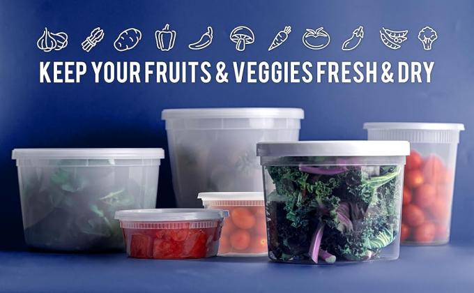 Контейнеры для хранения с герметичными герметичными крышками - стираемые и многоразовые - без BPA для переработки - микроволновка, холодильник 1