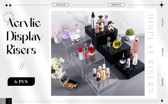 Акриловый дисплей подъемники акриловые коробки акриловый дисплей гнездование кубики 5 боков с полыми дном дисплей стойка полка 0