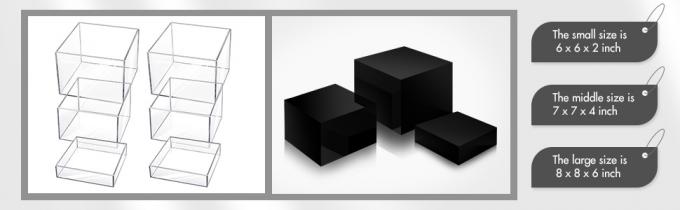 Акриловый дисплей подъемники акриловые коробки акриловый дисплей гнездование кубики 5 боков с полыми дном дисплей стойка полка 1