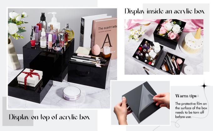 Акриловый дисплей подъемники акриловые коробки акриловый дисплей гнездование кубики 5 боков с полыми дном дисплей стойка полка 3