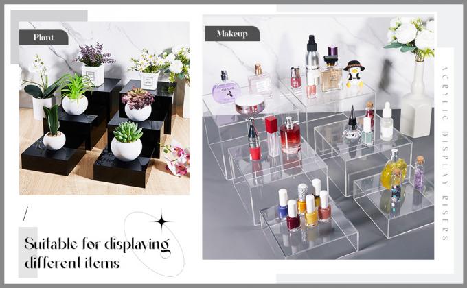 Акриловый дисплей подъемники акриловые коробки акриловый дисплей гнездование кубики 5 боков с полыми дном дисплей стойка полка 4