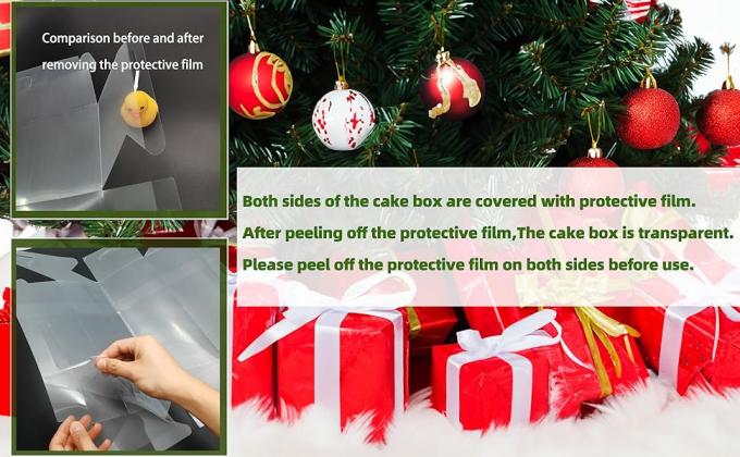 Прозрачные коробки-конверты для рулетных тортов с ручкой и подложками, прозрачные пластиковые подарочные коробки, удобные контейнеры для выпечки для пекарни, Рождества, свадьбы, размер: 11 дюймов x 4,3 дюйма x 4 дюйма 0